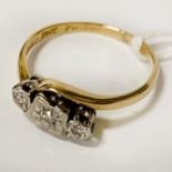 18CT YELLOW GOLD & DIAMOND RING - SIZE M 2.6 GRAMS APPROX