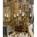 PAIR OF BRASS WALL LIGHTS 80CMS( H)