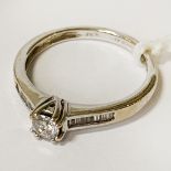 18CT GOLD DIAMOND RING APPROX 0.26 CT - SIZE L - 2.6 GRAMS APPROX