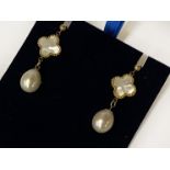 9CT GOLD MOTHER OF PEARL & PEARL EARRINGS