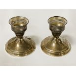 PAIR SILVER CANDLESTICKS 9CMS (H) APPROX