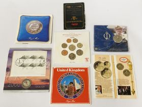 QTY OF VARIOUS COINS, SOUVENIR, PROOF SETS INCL. SOME SILVER