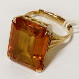 9 CARAT GOLD CITRINE RING - RING SIZE P - 9.4 GRAMS TOTAL APPROX