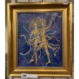 KARL BARRIE - OIL ON BOARD - DANCERS 30CMS X 24CMS APPROX WITH FRAME