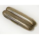 H/M SILVER DOUBLE CIGAR HOLDER 81.9 GRAMS APPROX - INSCRIBED