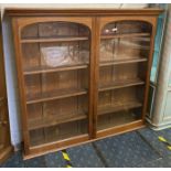 PITCH PINE GLASS FRONTED BOOKCASE