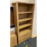 OAK 3 SHELF 2 DRAWER BOOKCASE