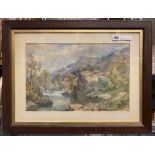 BEETHOLME GEORGE LAW SIGNED WATERCOLOUR - LANDSACPE MOUNTAIN SCENE 34CM X 30CMS