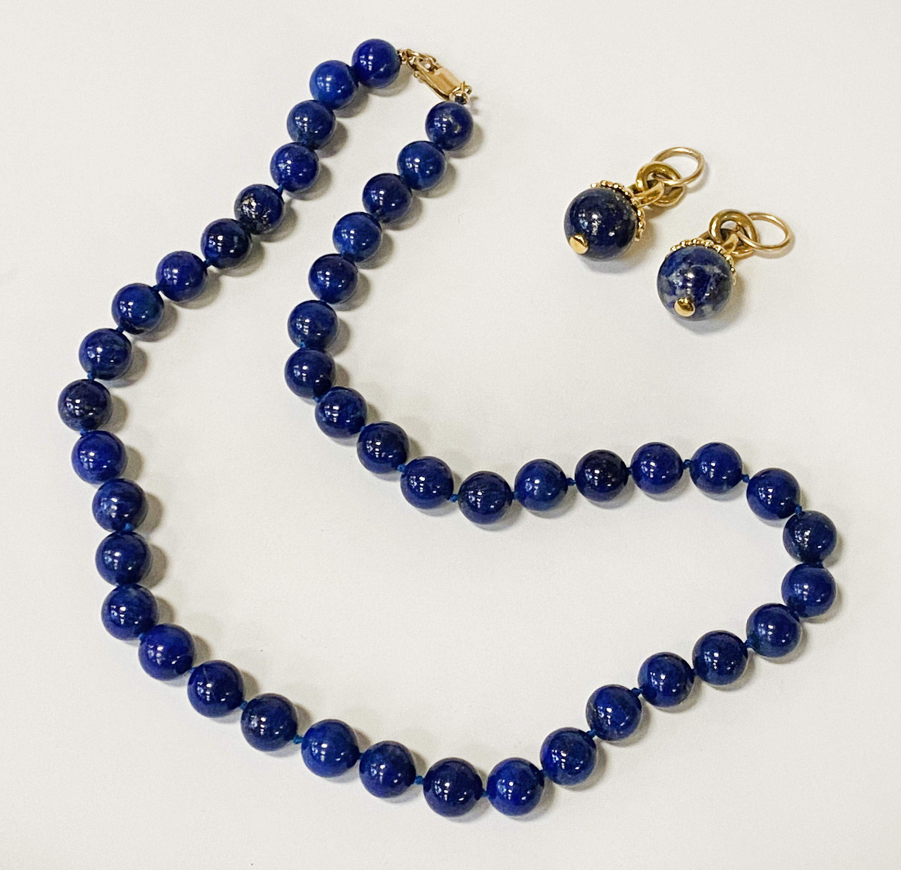 LAPIS LAZULI BEADED NECKLACE WITH EARRINGS