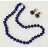LAPIS LAZULI BEADED NECKLACE WITH EARRINGS