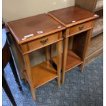 PAIR OF VINTAGE BEECH PEDESTAL STANDS TABLE