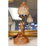 ART DECO GLASS FEMALE FIGURE TABLE LAMP 40CM APPROX