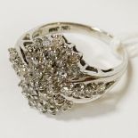 10CT GOLD DIAMOND CLUSTER RING - SIZE L