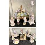 QTY OF FIGURES - SOME EARLY & CAPO DE MONTE CENTRE PIECE -35CM