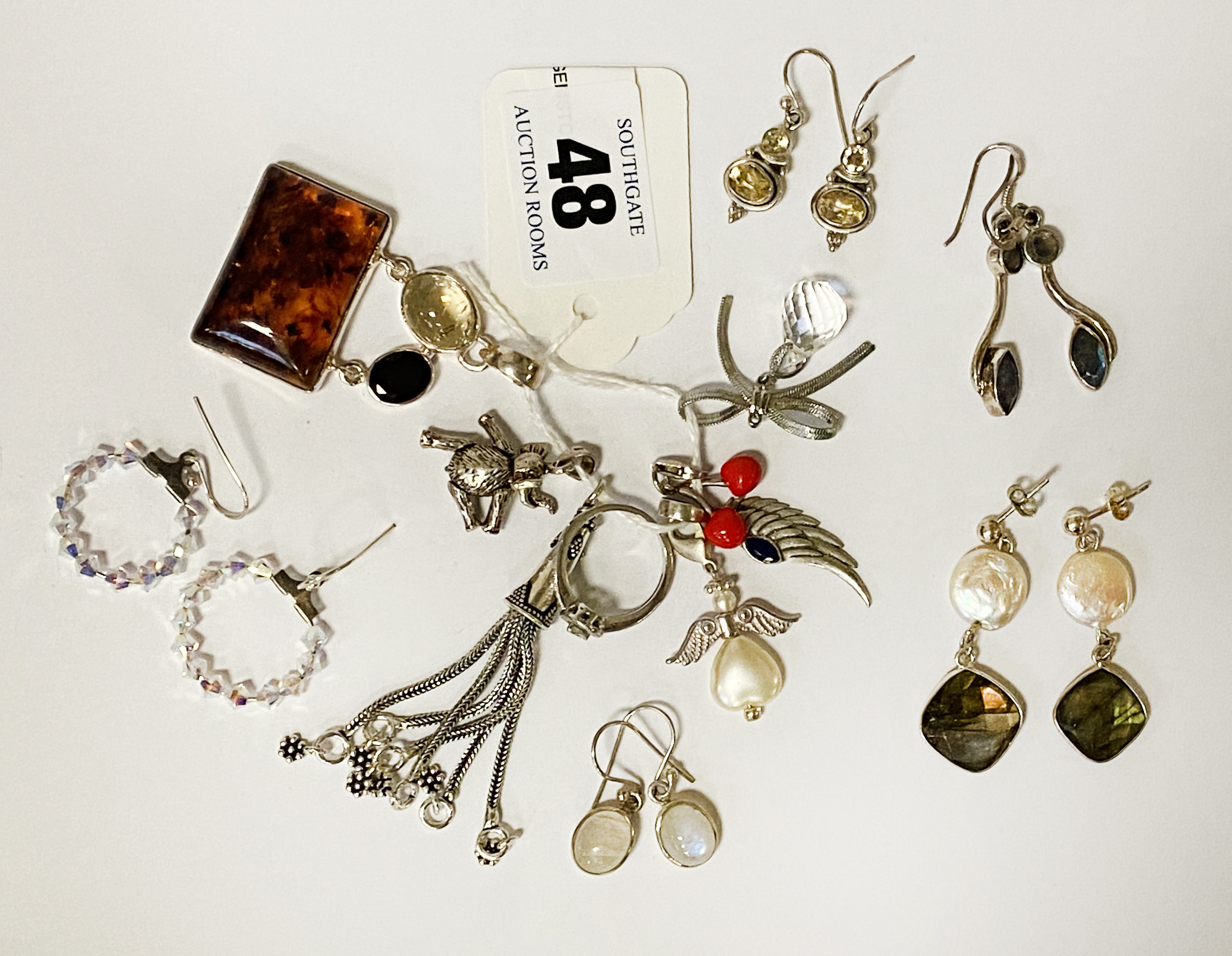 COLLECTION OF SILVER GEMSTONE & COSTUME JEWELLERY