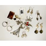 COLLECTION OF SILVER GEMSTONE & COSTUME JEWELLERY