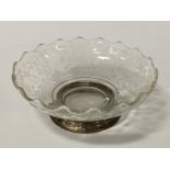 SILVER & ETCHED GLASS BOWL 15CMS (D)