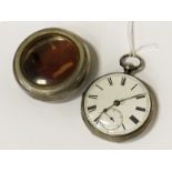HM SILVER POCKET WATCH WITH OUTER CASE