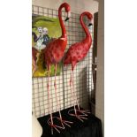 PAIR OF LARGE METAL FLAMINGOS