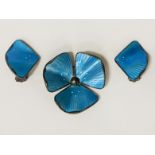 NORWEGIAN ENAMELLED SILVER BROOCH & EARRINGS