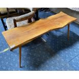 1960'S LIVE EDGE COFFEE TABLE - 49CM X 132CM X 46CM