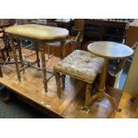 TWO OCCASIONAL TABLES & STOOL
