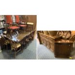 OAK DINING SUITE INCL. CORNER CABINET