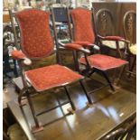 PAIR OF ANTIQUE VICTORIAN MAHOGANY FOLDING CAMPAIGN CHAIRS