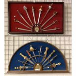 2 DISPLAYS OF MINIATURE SWORDS / KNIVES