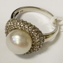 CULTURED PEARL RING - STERLING SILVER