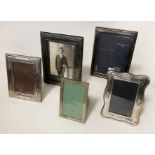 FIVE SILVER PHOTO FRAMES - SOME HM