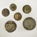 SIX SILVER HAMMERED COINS - EDWARD 1 TO CHARLES 1