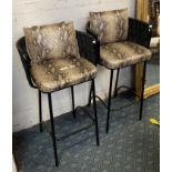 PAIR OF BAR STOOLS WITH LEATHER CUSHIONS