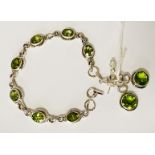 STERLING SILVER PERIDOT SET - EARRING & BRACELET