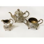 STERLING SILVER TEASET APPROX 53OZ BY EDWARD & JOHN BARNARD LONODN CI858