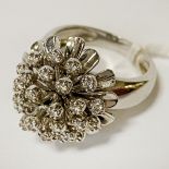 18CT GOLD DIAMOND ACORN DESIGN CLUSTER RING TESTED - SIZE J