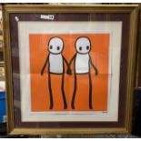 FRAMED STREET ARTIST STIK PRINT WITH PICTURE OF ARTIST SIGNING COPY