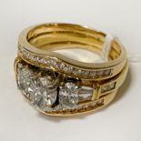 18CT GOLD RING WITH APPROX 2 CARAT OF DIAMONDS - SIZE J - 7.8 GRAMS APPROX