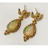 VENETIAN 9CT GOLD LARGE OPAL DROP STUD EARRINGS