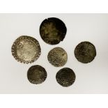 SIX SILVER HAMMERED COINS - EDWARD 1 TO CHARLES 1