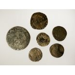 SIX SILVER HAMMERED COINS - EDWARD 1 TO CHARLES 1