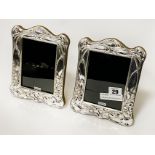 PAIR HM SILVER ART NOUVEAU STYLE PHOTO FRAMES - 20 X 15 CMS