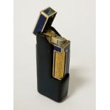 DUNHILL ROLLERGAS LIGHTER IN BLUE WITH LATHER POUCH