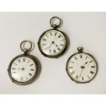 THREE SILVER POCKET WATCHES (800 GRADE) WATCH FACE APPROX 10CMS (D)