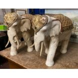 PAIR OF CARVED DECORATIVE WOODEN ELEPHANTS - BEJEWELLED - THAI 51CMS (H) APPROX