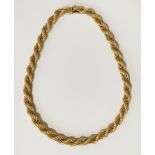 HM 18CT GOLD ON SILVER ROPE CHAIN -18 INS LONG 56 GRAMS APPROX