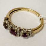 9CT RUBY & DIAMOND RING SIZE L/M 1.8 GRAMS APPROX