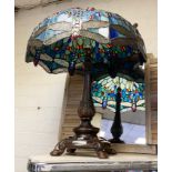 LARGE TIFFANY STYLE TABLE LAMP - DRAGONFLY - 66 H