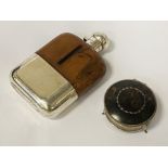 HM SILVER TRINKET BOX 4.5 CMS (H) & HIP FLASK 19CMS (H)