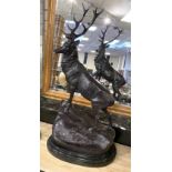 LARGE BRONZE STAG ON MARBLE BASE 75CMS (H) APPROX